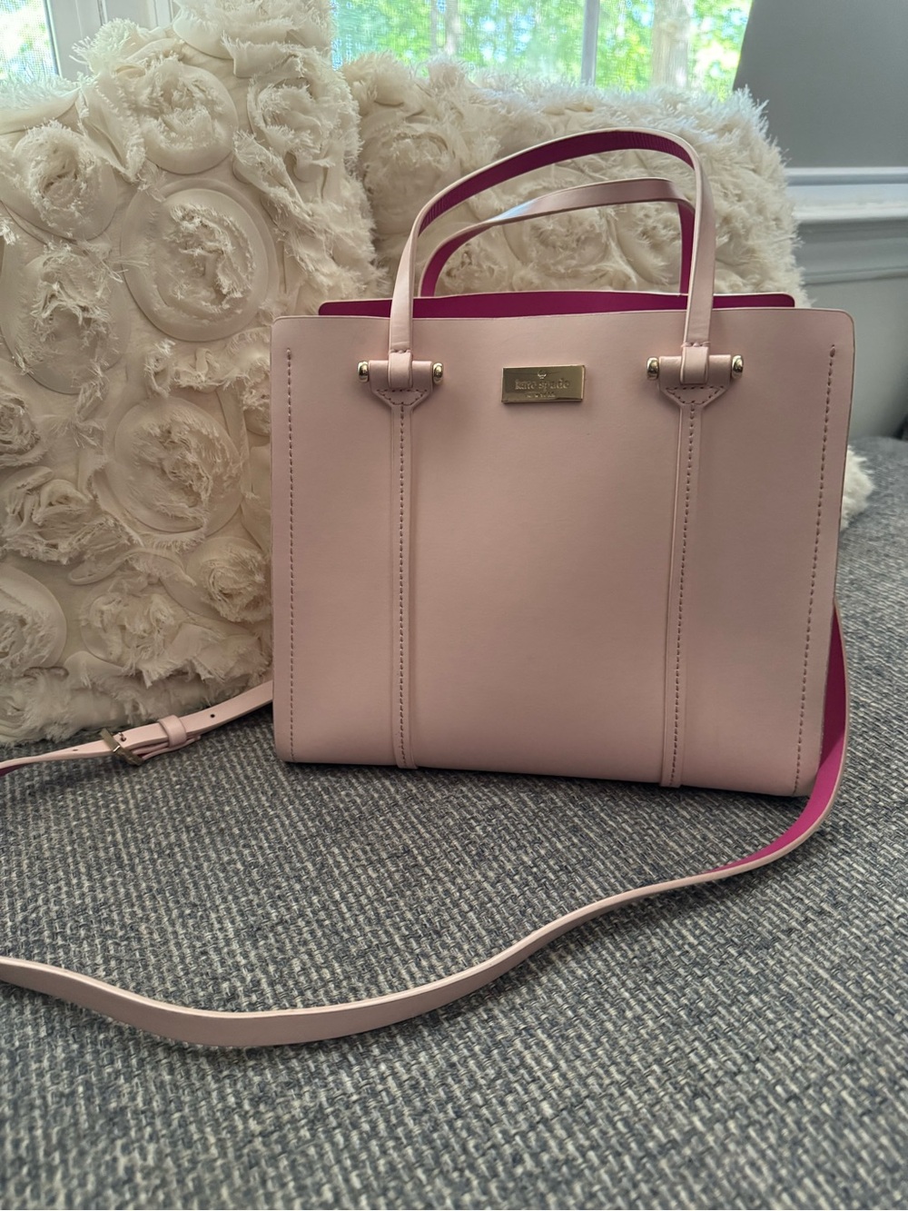 Kate Spade Blush Pink Leather Satchel Crossbody Bag